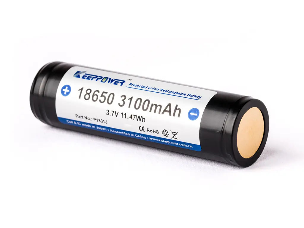 Keeppower 18650 3100mAh Akku 3,7V, Seitenansicht rechts