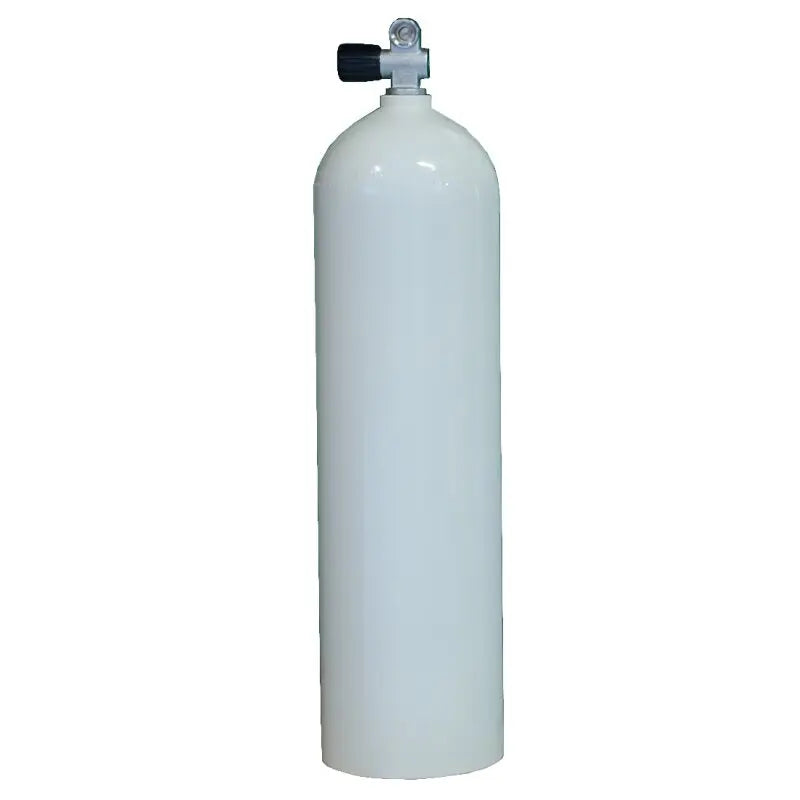 MES 11,1L / 80cuft Aluflasche weiß lackiert mit Polaris Monoventil links erweiterbar