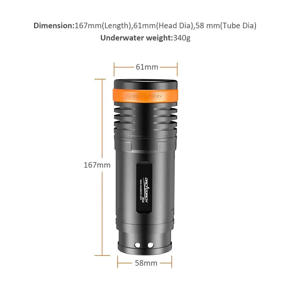 OrcaTorch D920 - 5000 Lumen Tauchlampe 9° Strahl