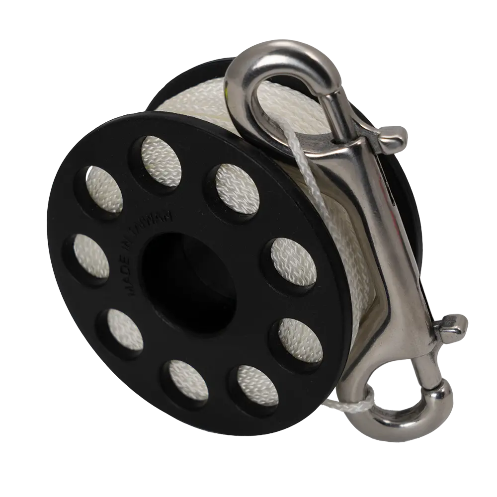 Scuba Force Spool mit Edelstahl Doppelender 30m weiß