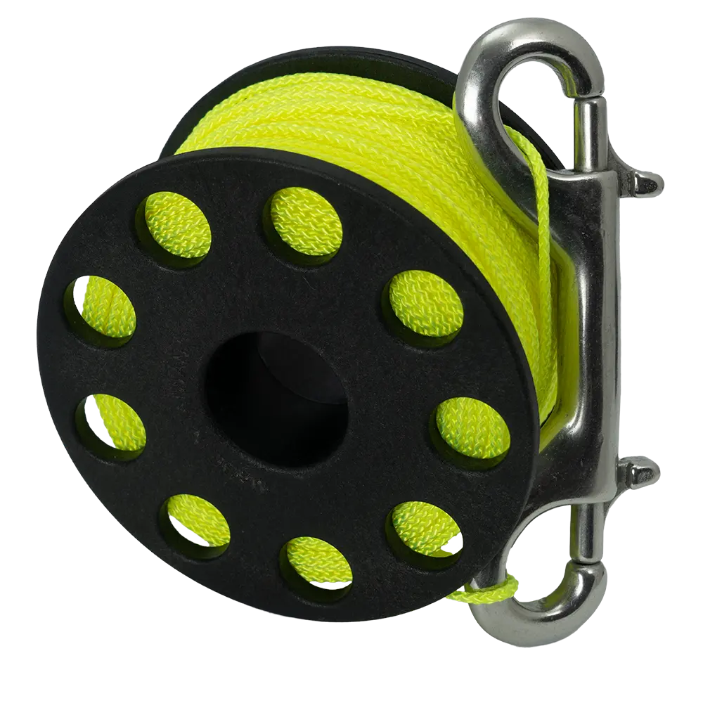Scuba Force Spool mit Edelstahl Doppelender 45m gelb
