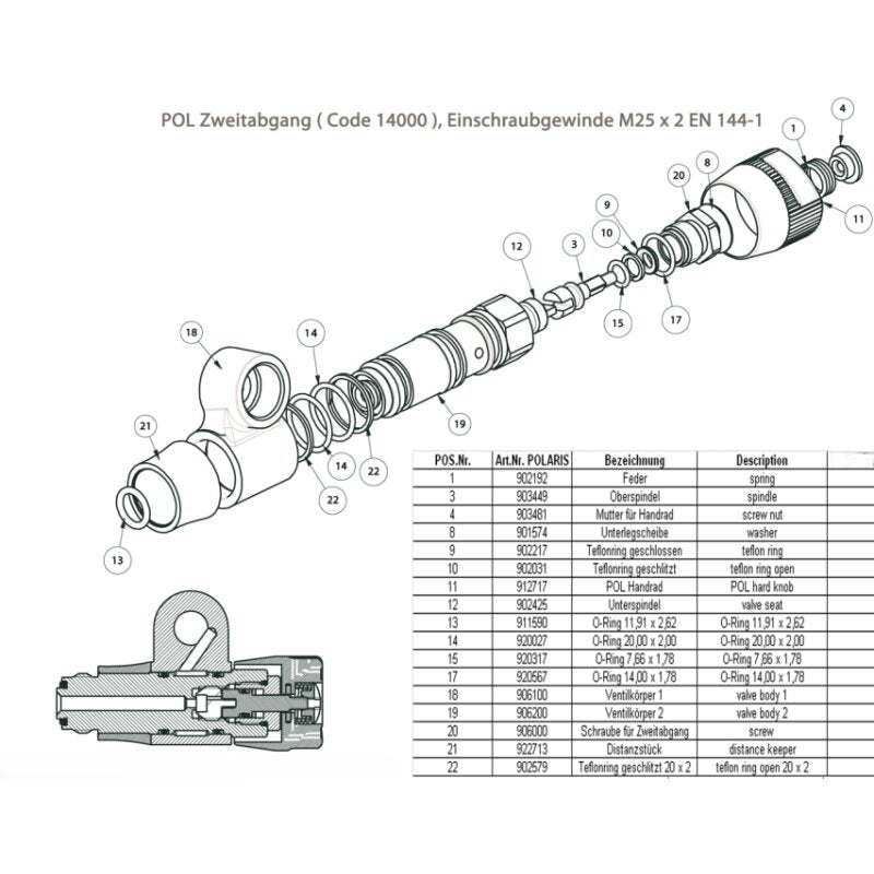 Polaris Zweitabgang Air 232 bar drehbar